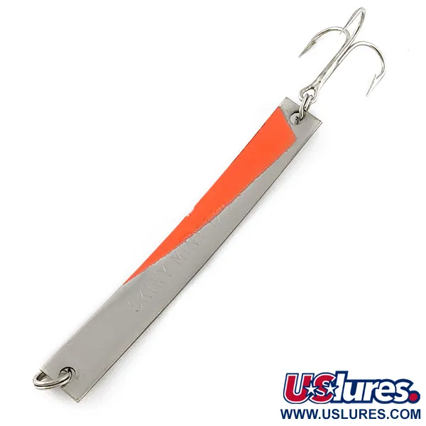 Vintage  Yakima Bait Skiny-miny, 1/4oz nickel/orange UV fishing spoon #21164