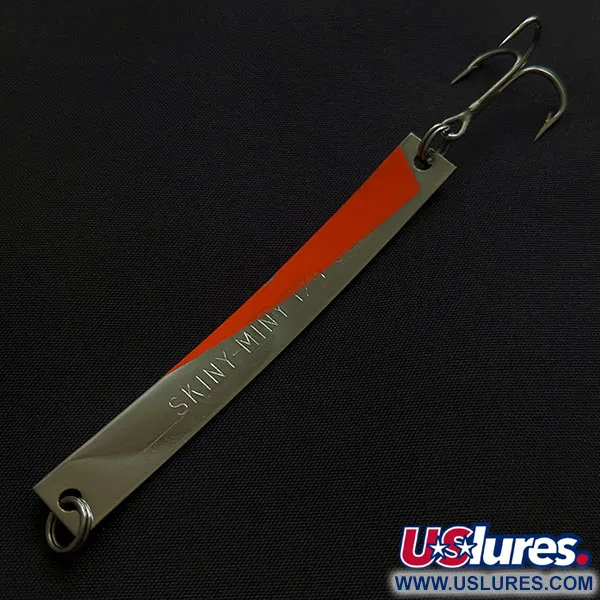 Vintage  Yakima Bait Skiny-miny, 1/4oz nickel/orange UV fishing spoon #21164