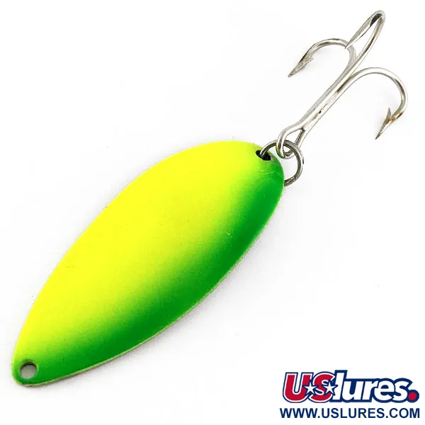 Vintage  Seneca Little Cleo (Hula Girl), 3/4oz yellow/green/nickel fishing spoon #21290
