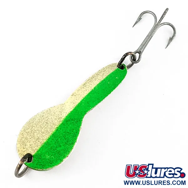 Vintage  Glen Evans Loco 2 Glow, 1/4oz nickel/white/green Glow - glows in the dark fishing spoon #21300