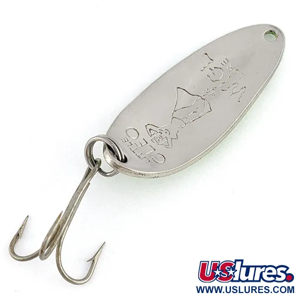 Vintage  Seneca Little Cleo (Hula Girl), 1/3oz green/nickel fishing spoon #21326