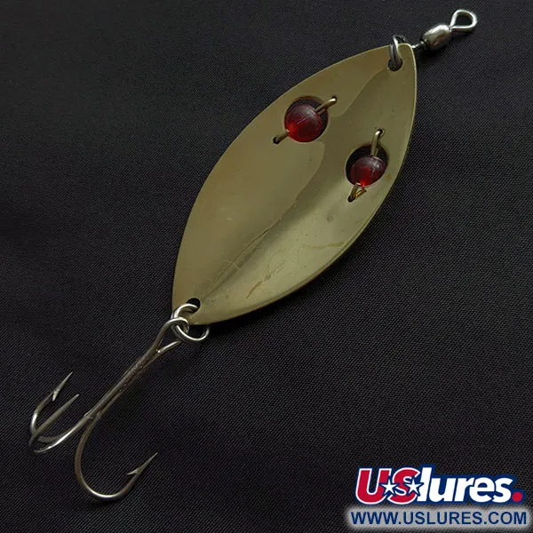 Vintage   Gibbs Ruby Eye Wiggler, 1oz gold/red eyes fishing spoon #21454