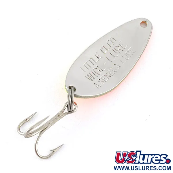 Vintage   Seneca Little Cleo, 1/4oz yellow/orange/nickel fishing spoon #21505