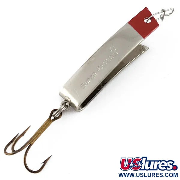 Vintage  Luhr Jensen Super-Duper 506, 1/4oz nickel/red fishing spoon #21515