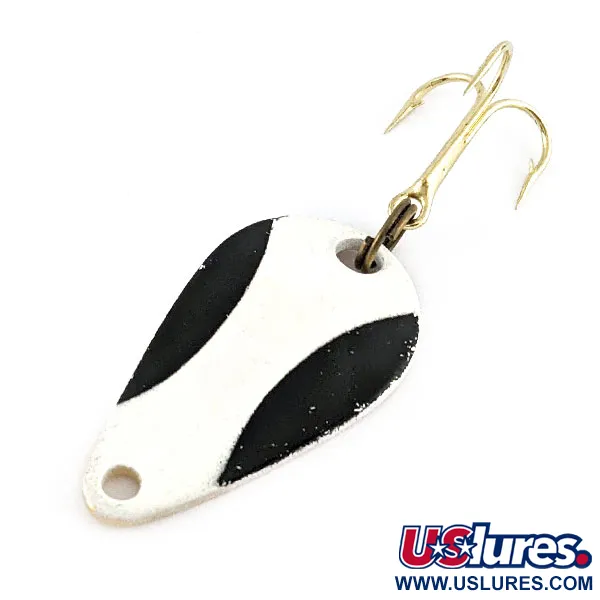 Vintage   Acme K.O. Wobbler, 1/8oz black/white/gold fishing spoon #21523