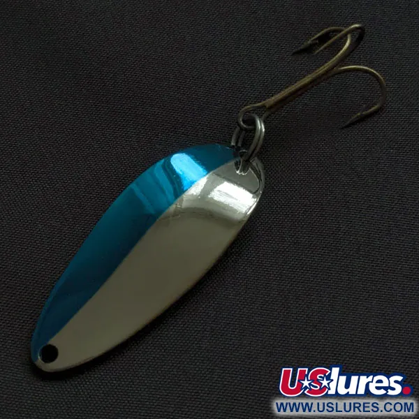 Vintage   Acme Little Cleo (1980s), 1/3oz nickel/blue fishing spoon #21557