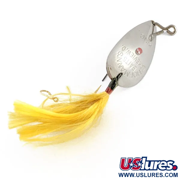 Vintage  Hofmann’s Lures  Hofmann's Lures KING, 2/5oz nickel/yellow fishing spoon #21666