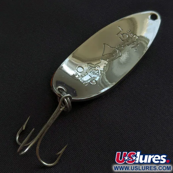 Vintage  Seneca Little Cleo (Hula Girl), 1/2oz nickel/orange fishing spoon #21682