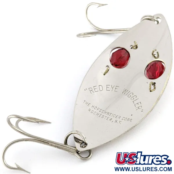 Vintage  Hofschneider Red Eye Wiggler, 1oz nickel/red fishing spoon #21684