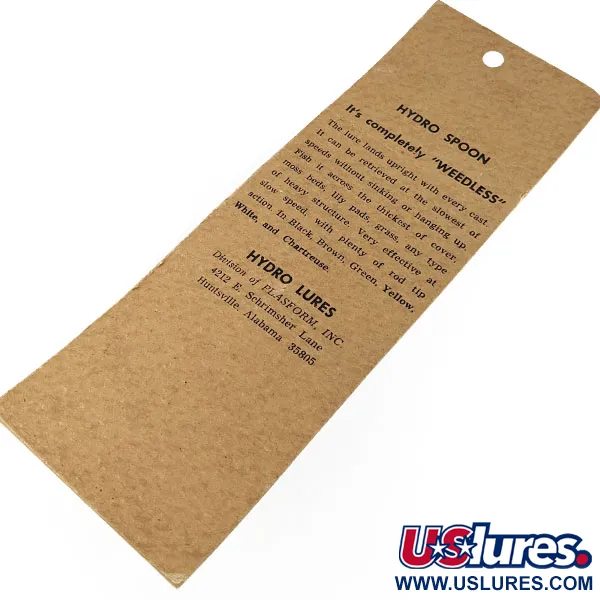  Hydro Lures Hydro Spoon, 1/2oz white/green fishing spoon #21789