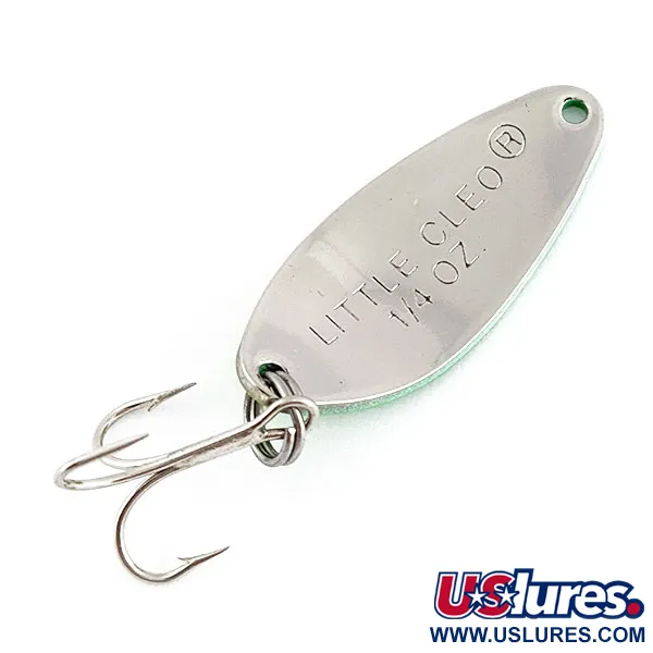 Vintage   Acme Little Cleo, 1/4oz yellow/green/nickel fishing spoon #21896