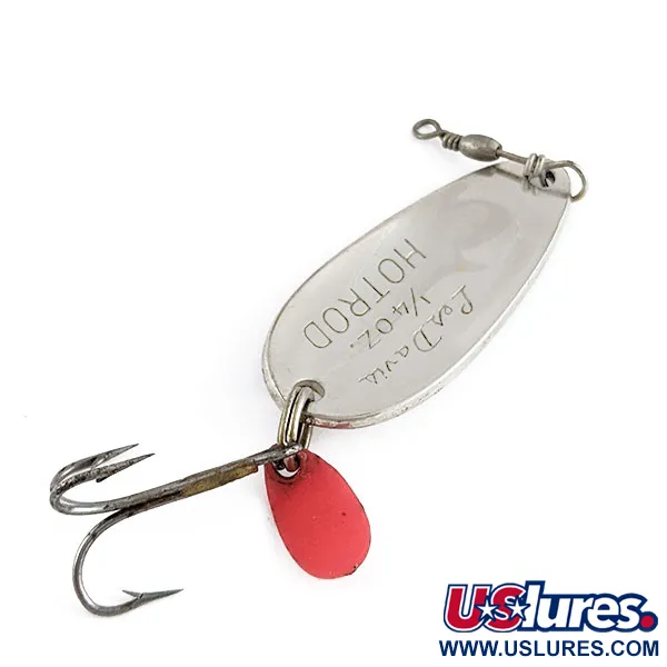 Vintage   Les Davis Hotrod, 1/4oz nickel/red fishing spoon #21929