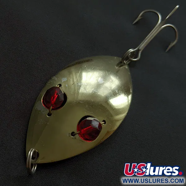 Vintage  Hofschneider Red Eye Wiggler, 1oz brass/red eyes fishing spoon #21949