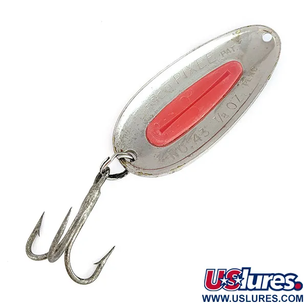 Vintage   Nebco Pixee, 3/4oz nickel/pink fishing spoon #22022