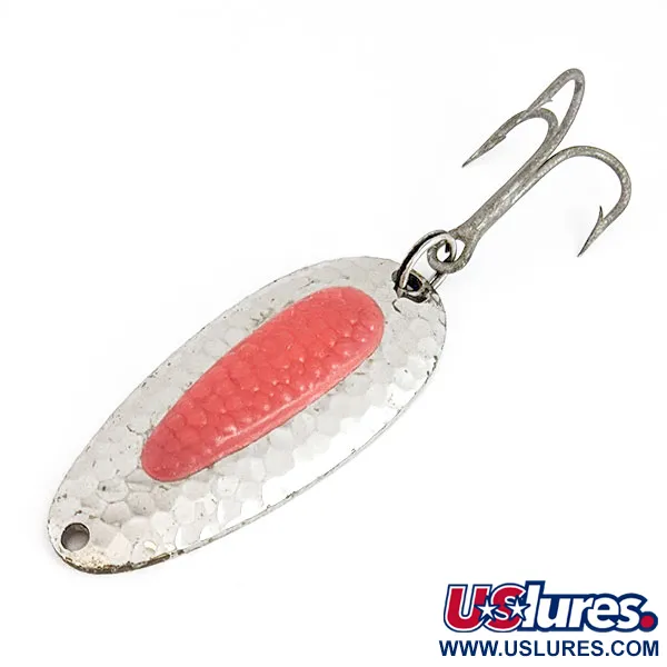 Vintage   Nebco Pixee, 3/4oz nickel/pink fishing spoon #22022