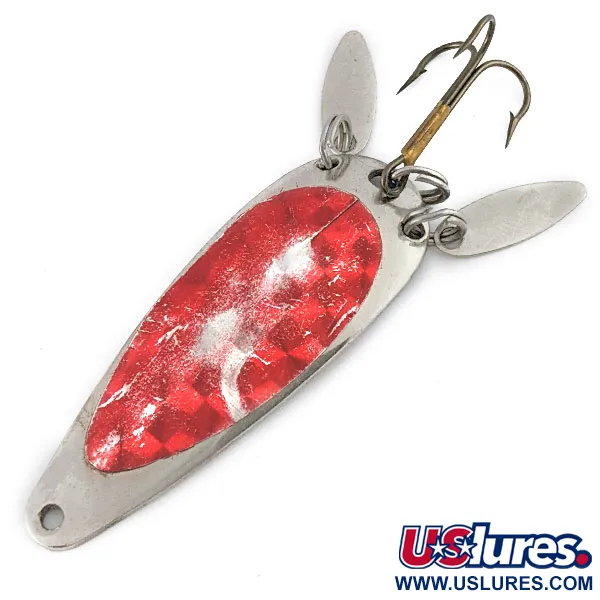 Vintage   Luhr Jensen Rattlesnake, 2/5oz nickel/red fishing spoon #22274