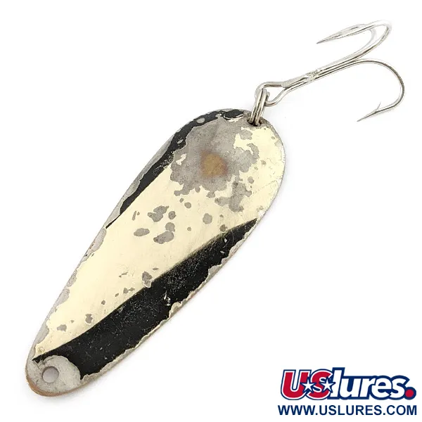 Vintage   Worth Chippewa, 1/2oz nickel/black/white fishing spoon #22422