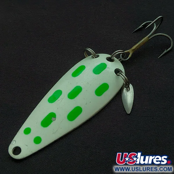 Vintage  Marathon Bait Company Marathon, 2/5oz white pearl/nickel/green fishing spoon #22496