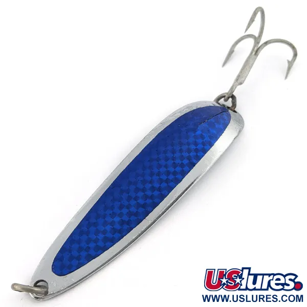 Vintage  Luhr Jensen Krocodile #5, 3/4oz nickel/blue fishing spoon #22525