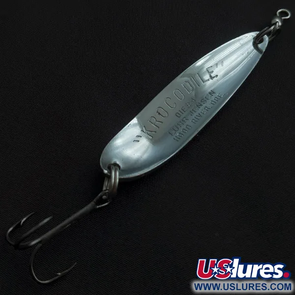 Vintage  Luhr Jensen Krocodile #4, 2/3oz nickel fishing spoon #22533
