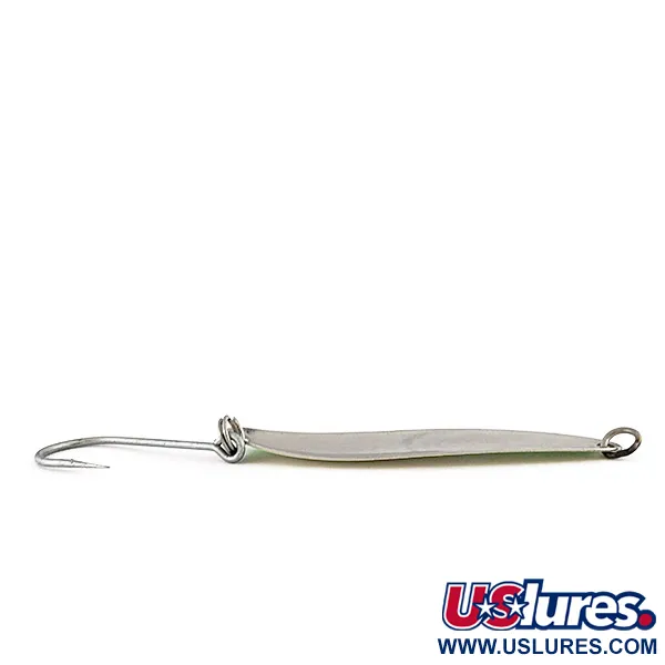 Vintage    Luhr Jensen Coyote spoon Glow, 1/4oz nickel/green/white Glow - glows in the dark fishing spoon #22552