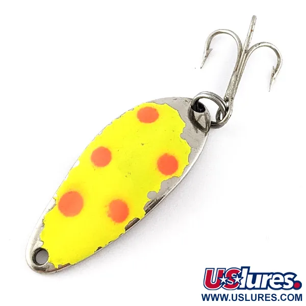 Vintage   Seneca Little Cleo, 1/4oz nickel/yellow/red fishing spoon #22564