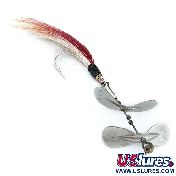 Vintage   Pflueger Tandem Spinner 1, 1/4oz nickel/red spinning lure #22705