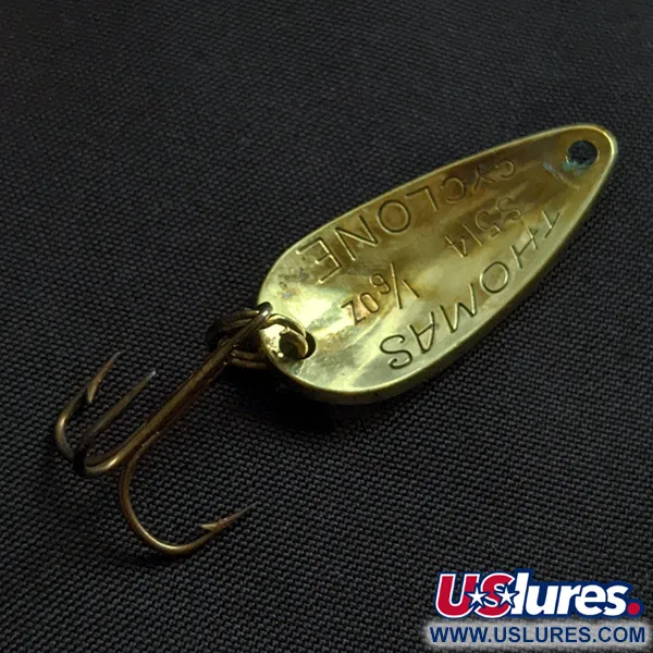 Vintage   Thomas Cyclone, 1/8oz gold fishing spoon #22712