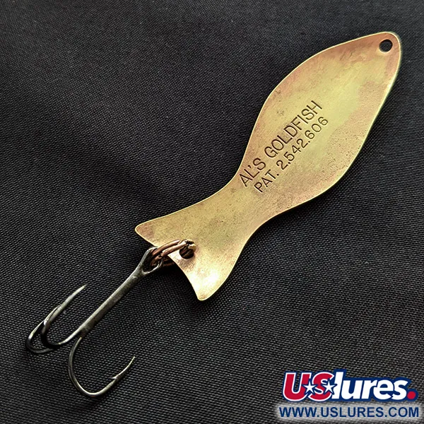 Vintage   Al's gold fish, 3/5oz gold/rose gold fishing spoon #22751