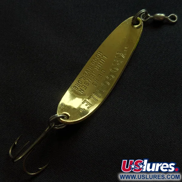 Vintage  Luhr Jensen Krocodile #3, 1/3oz brass/red/yellow UV fishing spoon #22832