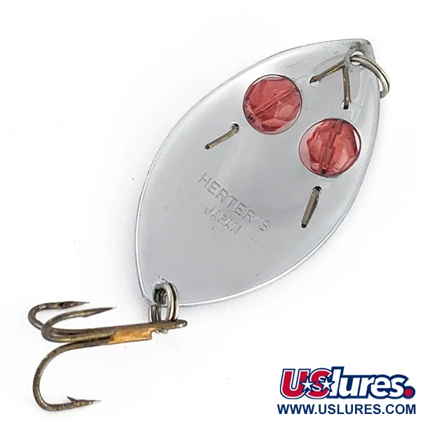 Vintage   Herter's Glass Eye Spoon, 2/5oz nickel/red eyes fishing spoon #22959