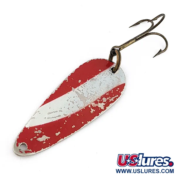 Vintage   Worth Chippewa Spoon, 1/3oz nickel/red fishing spoon #22988