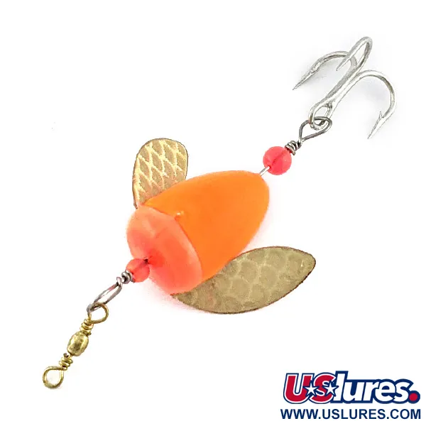 Vintage  Yakima Bait Worden's Spin-n-Glo, 3/64oz Hot orange gold spinning lure #23171
