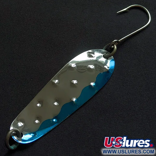 Vintage   Luhr Jensen Alpena Diamond, 1/4oz nickel/blue fishing spoon #23181