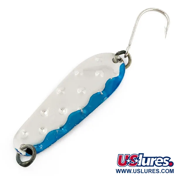 Vintage   Luhr Jensen Alpena Diamond, 1/4oz nickel/blue fishing spoon #23181