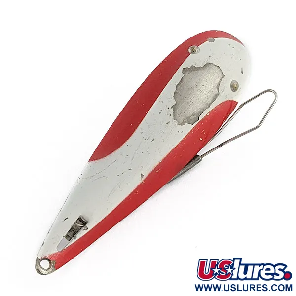 Vintage   Weedless Bait Company FISHTRAP, 1/3oz red/white/nickel fishing spoon #23191