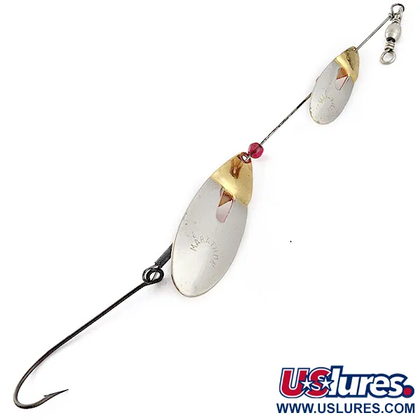 Vintage  Marathon Bait Company Marathon June-Bug Tandem Spinner, 1/4oz nickel/red spinning lure #23202