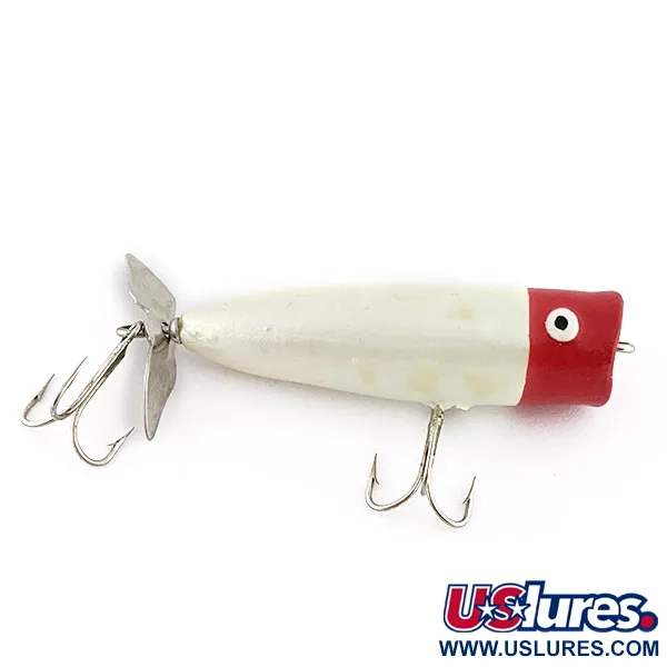 Vintage  Burke Flexo-Products  Burke Pop Top, 1/2oz red head fishing lure #23204