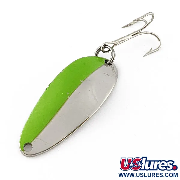 Vintage  Seneca Little Cleo (Hula Girl), 1/3oz nickel/green fishing spoon #23255
