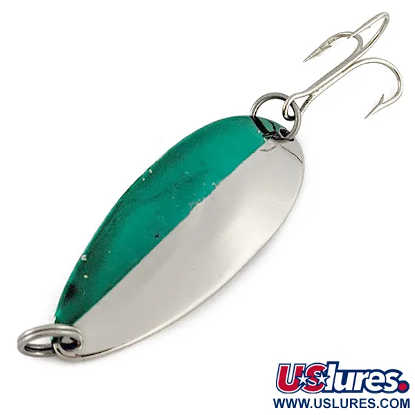 Vintage  Seneca Little Cleo (Hula Girl), 2/3oz nickel/green fishing spoon #23292