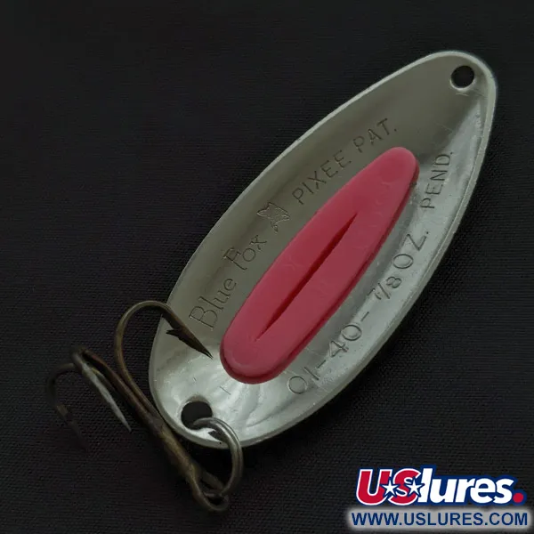 Vintage   Blue Fox Pixee UV, 3/4oz nickel/pink UV fishing spoon #23306