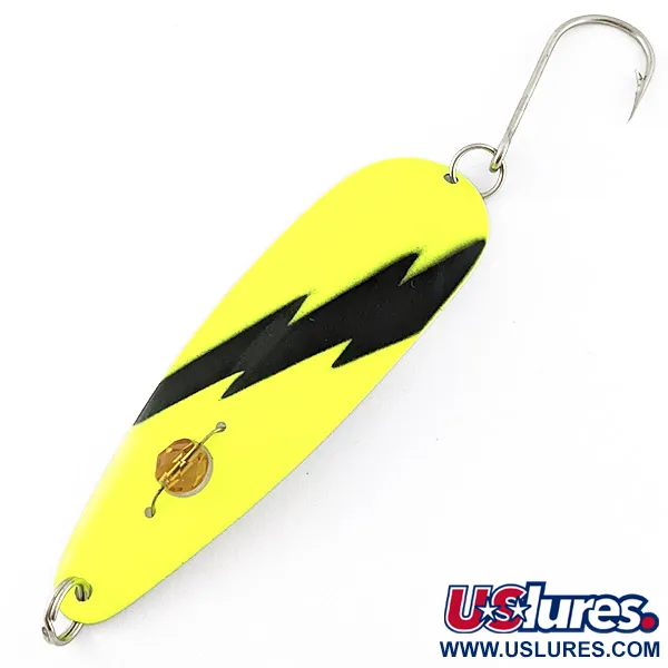 Vintage  Red Eye Lures Red Eye Evil Eye, 1/3oz yellow/black fishing spoon #23322