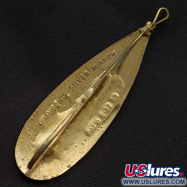 Vintage   Johnson Silver Minnow Weedless, 1/2oz gold fishing spoon #23353