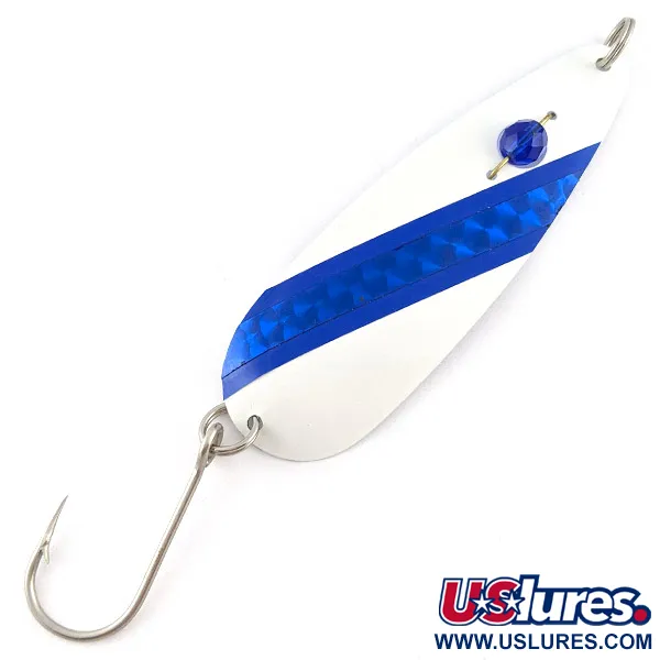 Vintage  Red Eye Lures Red Eye Evil Eye, 1/3oz white/blue fishing spoon #23367