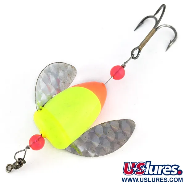 Vintage  Yakima Bait Worden's Spin-n-Glo, 1/8oz orange/yellow spinning lure #23389