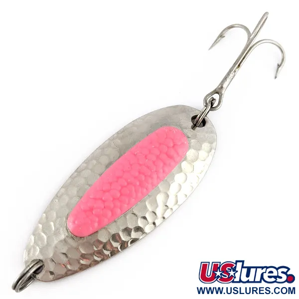 Vintage   Blue Fox Pixee , 3/4oz nickel/pink fishing spoon #23397