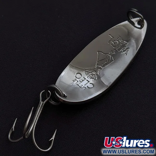 Vintage  Seneca Little Cleo (Hula Girl), 2/3oz nickel/green fishing spoon #23402