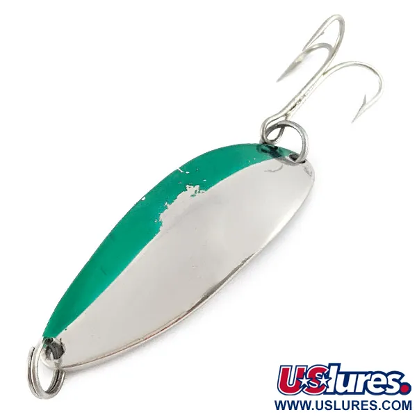 Vintage  Seneca Little Cleo (Hula Girl), 2/3oz nickel/green fishing spoon #23402