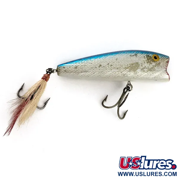 Vintage   Herter's popper, 3/4oz silver/blue fishing lure #23426