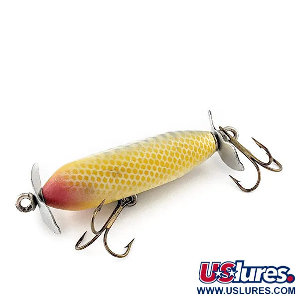 Vintage  Creek Chub Bait Company Creek Chub Injured Minnow , 3/16oz yellow fishing lure #23433